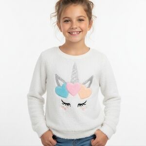 Btween Unicorn Fleece Sweatshirt - White Size Large